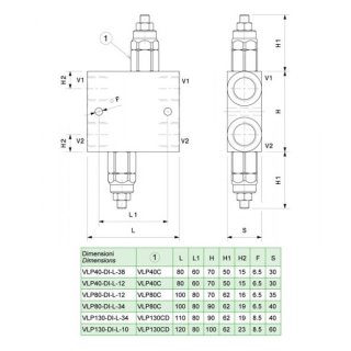 Doppel-Druckbegrenzungsventil, VLP40DIL3802A, 40 bar 250 bar, 35 l/min