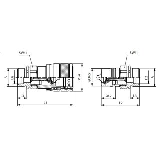 Steck-Kupplungsstecker , Schneidringanschluss, BG 6, 18L, Serie HP