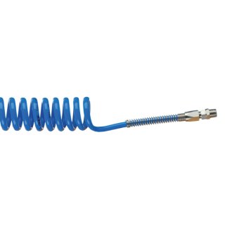 Spiral-Pneumatikschlauch, AG 1/8 Zoll, AD 6 mm, ID 4 mm, PU, blau, AL 5 m