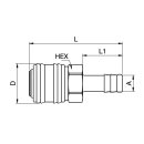 Serie 26KA TF MPX, Verschlusskupplung Schlauchanschluss, 6 mm, NW 7,2 / 40 qmm